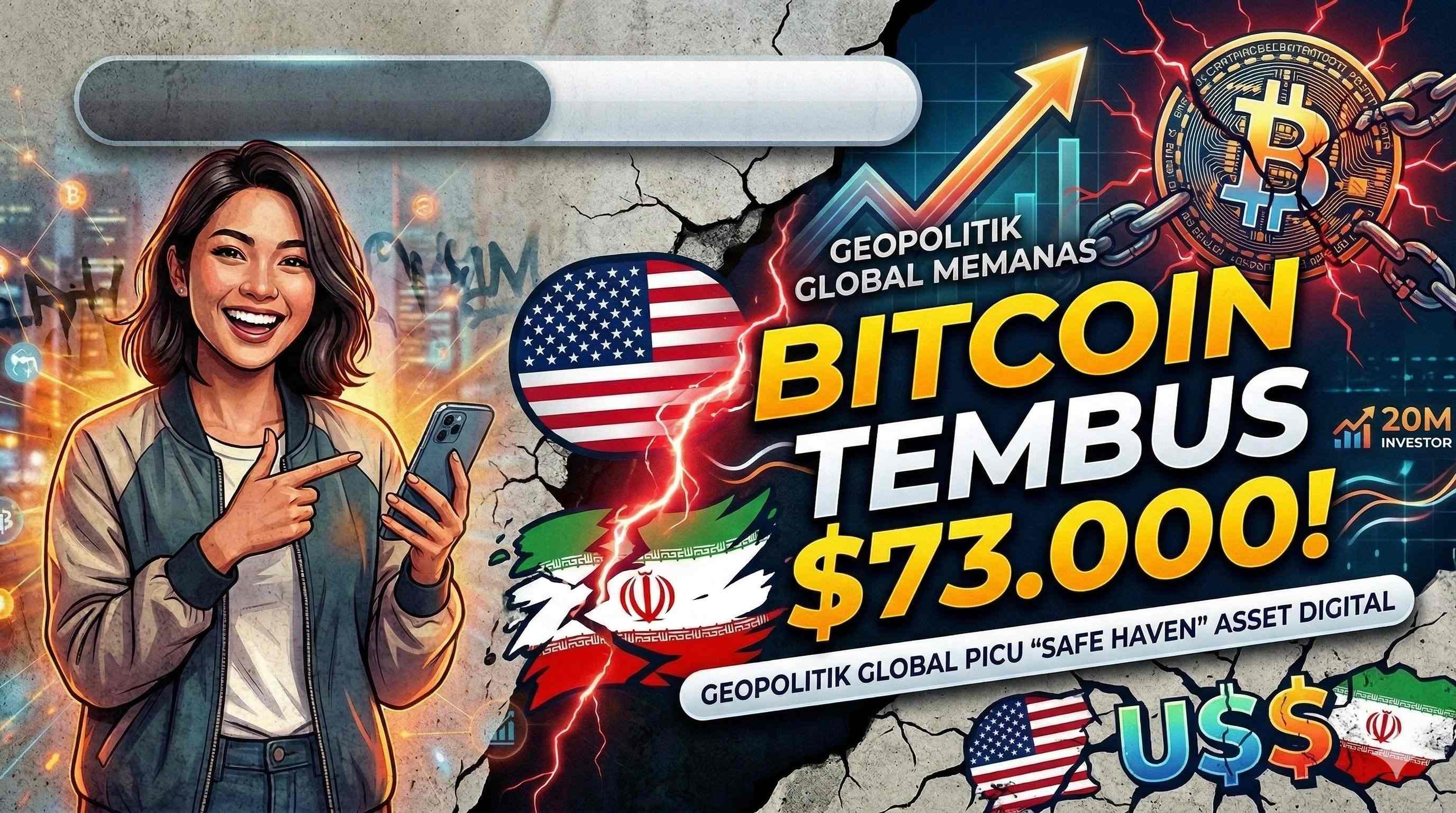 Bitcoin Tembus $73.000: Ketegangan Geopolitik Global Picu 'Safe Haven' Digital, Investor RI Tembus 20 Juta